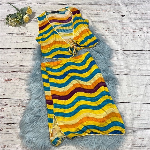 Missoni Sport Tie Front Chevron Resort Cropped Skirt Set - Picture 1 of 10